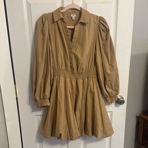 Tan Long Sleeve Dress